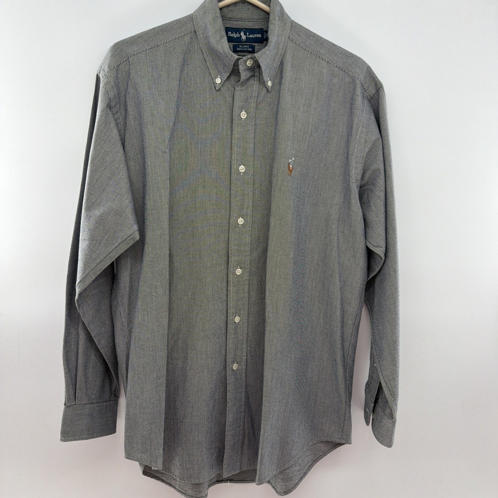 Ralph Lauren Blake Men's Small Black Cotton Button Down Shirt Long Sleeve Pony